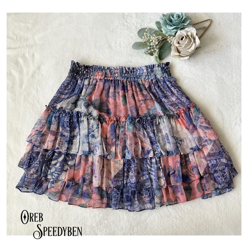 MISA Los Angeles Malia Mini Ruffle Skirt Small